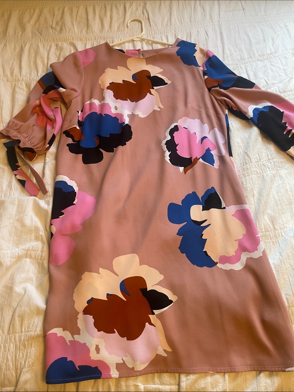 a new day Dusty Rose Floral Midi Dress with Blue, Pink & Cream Blooms